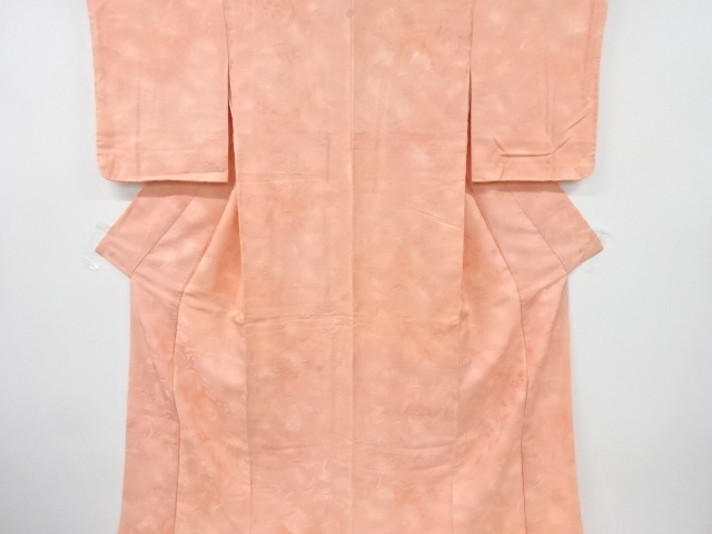 草花模様織り出し一つ紋色無地着物